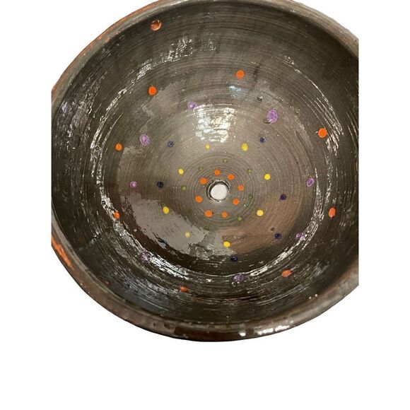 Artist Signed Hanging Pot Planter “Frootloops” Pottery “JR” Drain Hole Rainbow - Picture 4 of 4